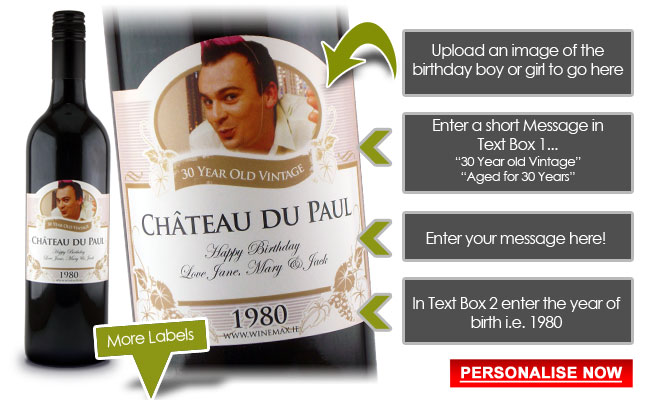 funny 30th Birthday Gift Idea Personalized Wine