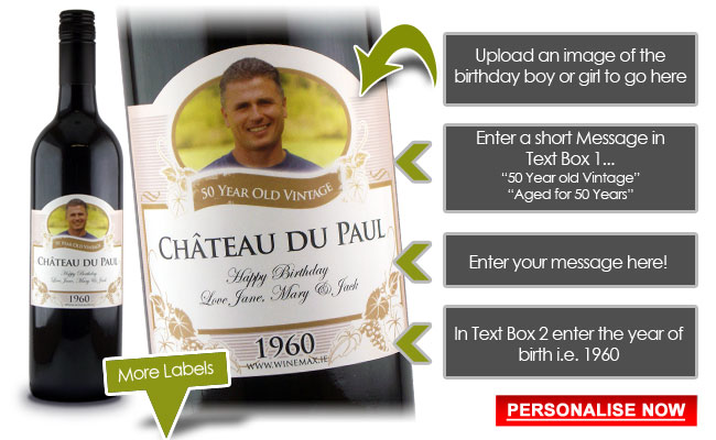 funny 50th Birthday Gift Idea Personalized Wine